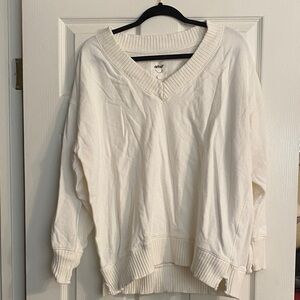 Aerie v neck sweatshirt sz small white